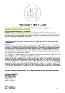 Pressetext der Band JB`S FIRST inklusive Bio, Discographie and LInks.